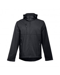 THC ZAGREB. Giacca softshell da uomo, con cappuccio rimovibile