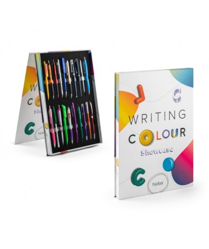COLOUR WRITING SHOWCASE. Campionario con 20 penne colorate