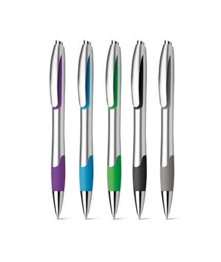 MILEY SILVER. Penna a sfera con finitura antiscivolo