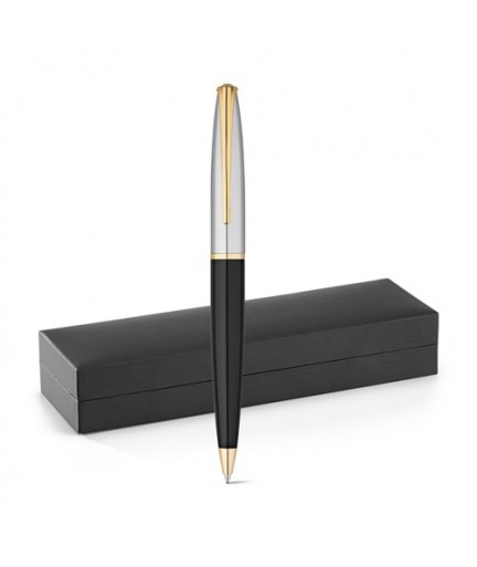 LOUVRE. Penna a sfera in metallo con particolari bagnati in oro